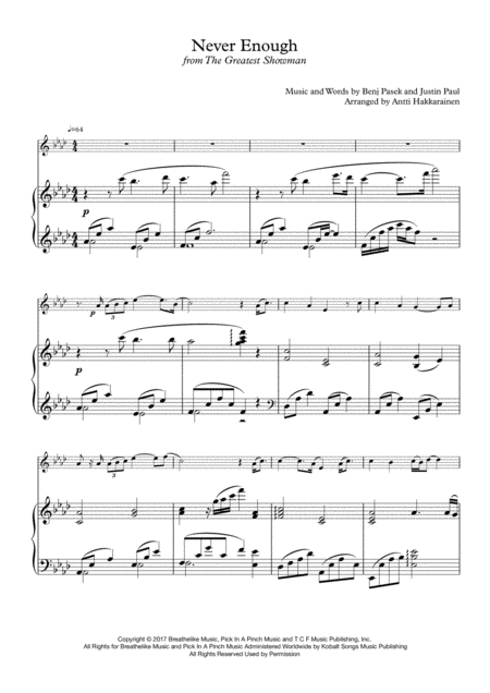 Never Enough From The Greatest Showman Flute Piano Page 2