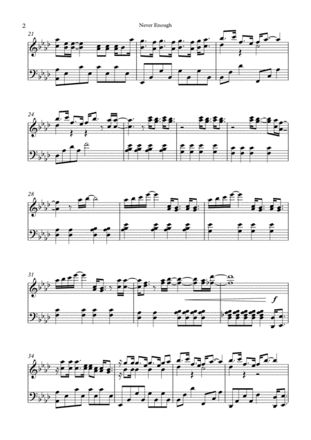 Never Enough Piano Solo 2 For The Price Of 1 2 Keys Are Included Original Key Ab Major And Easy Key C Major Nice Piano Cover Page 2