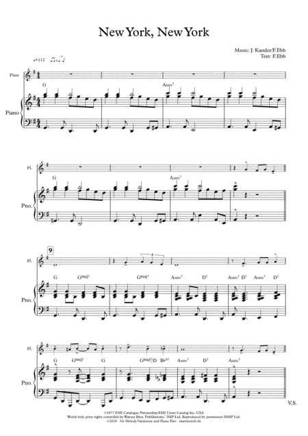 New York New York Theme Arranged For Flute And Piano Page 2