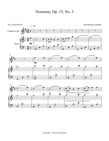 Nocturne Arranged For Piano And Bb Clarinet Page 2