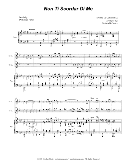 Non Ti Scordar Di Me Duet For Soprano Tenor Saxophone Page 2