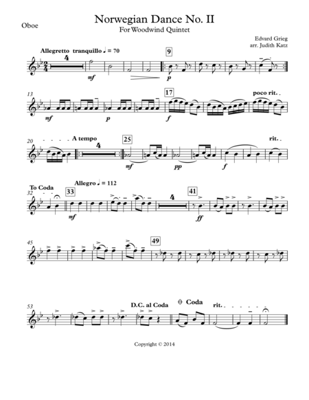 Norwegian Dance No Ii For Woodwind Quintet Part Page 2