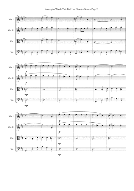 Norwegian Wood This Bird Has Flown For String Quartet Page 2