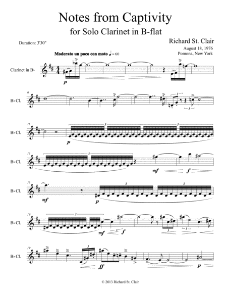 Notes From Captivity For Solo Clarinet 1976 Page 2