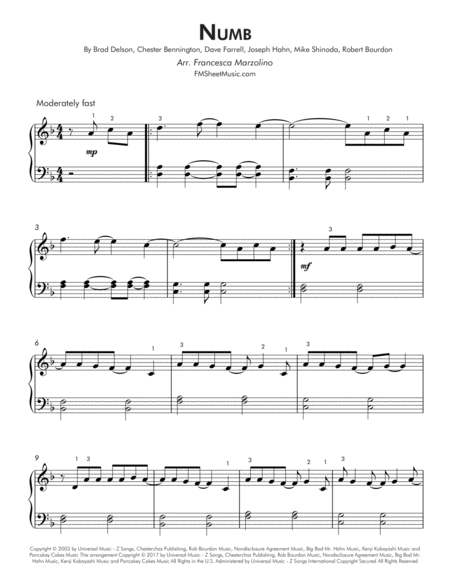 Numb Early Intermediate Piano Page 2