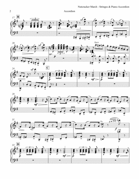 Nutcracker Ballet March For Accordion Solo And Optional String Quartet Quintet Accompaniment Page 2