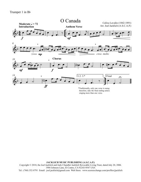 O Canada Brass Quintet Or Brass Quartet Page 2