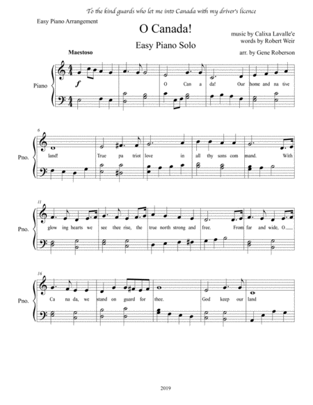 O Canada Easy Piano Page 2