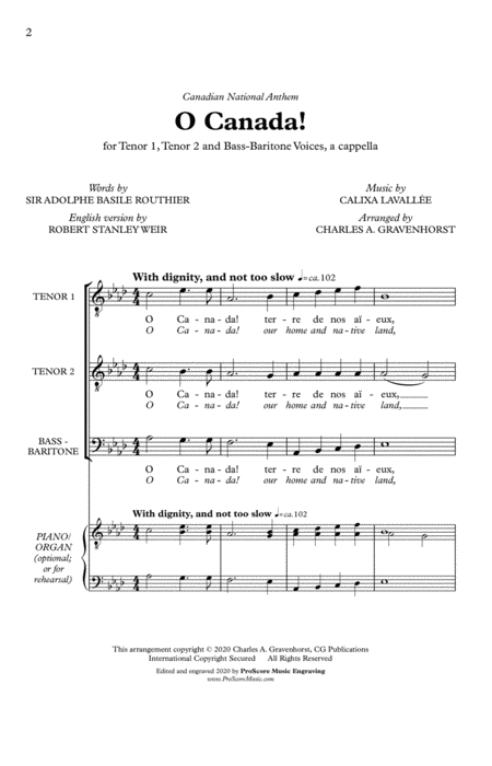 O Canada Ttb Version Ii A Cappella Page 2