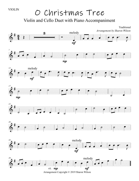 O Christmas Tree Easy Violin And Cello Duet With Piano Accompaniment Page 2