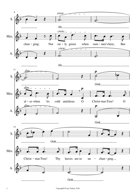O Christmas Tree For Ssa A Cappella Page 2