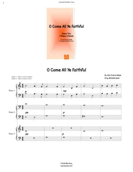 O Come All Ye Faithful 1 Piano 6 Hands Page 2