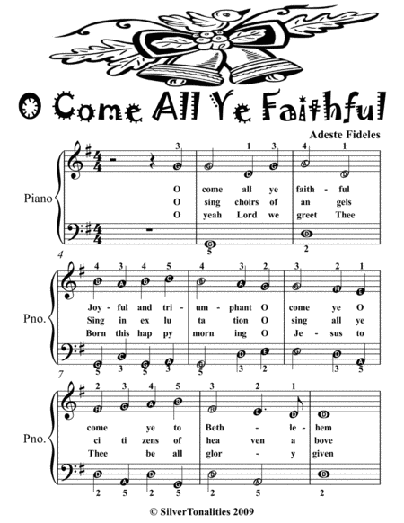 O Come All Ye Faithful Adeste Fideles Easy Piano Sheet Music Tadpole Edition Page 2