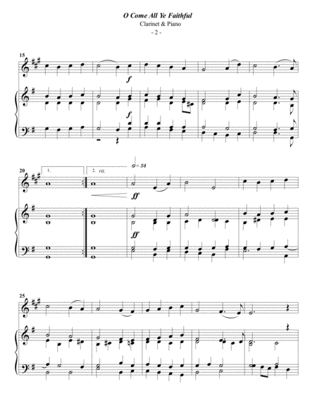 O Come All Ye Faithful For Clarinet Piano Page 2