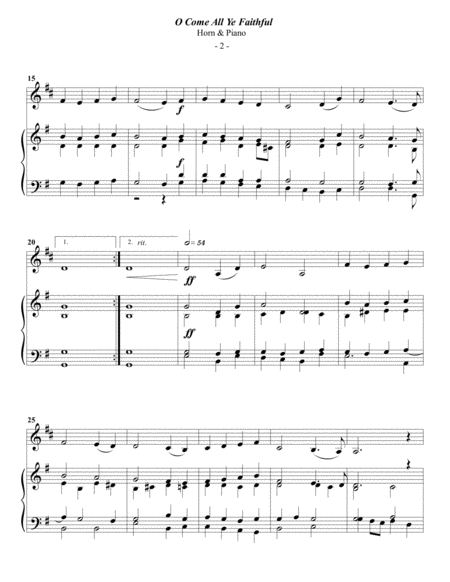 O Come All Ye Faithful For French Horn Piano Page 2