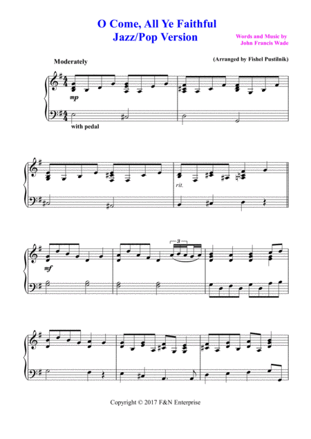 O Come All Ye Faithful For Piano Jazz Pop Version Page 2