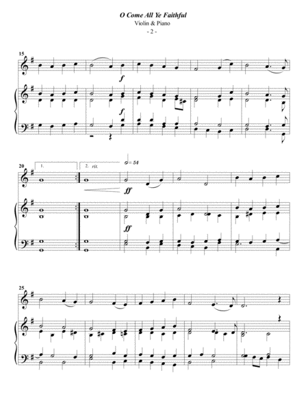 O Come All Ye Faithful For Violin Piano Page 2