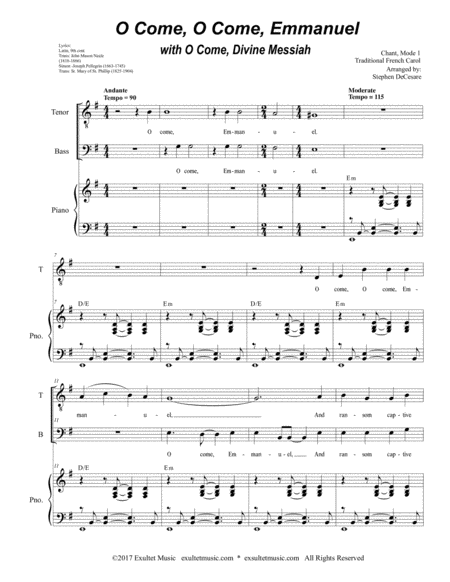 O Come O Come Emmanuel With O Come Divine Messiah Duet For Tenor And Bass Solo Page 2