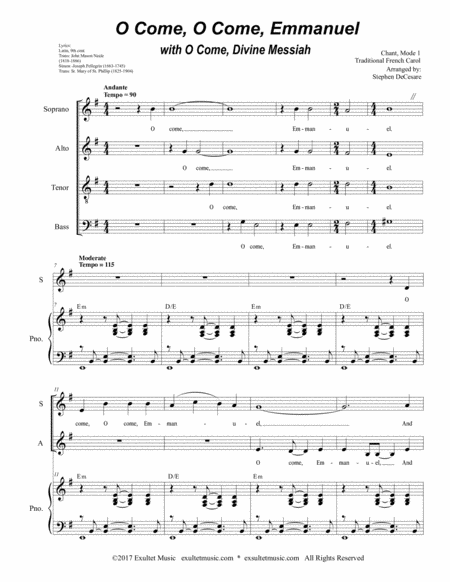 O Come O Come Emmanuel With O Come Divine Messiah Page 2