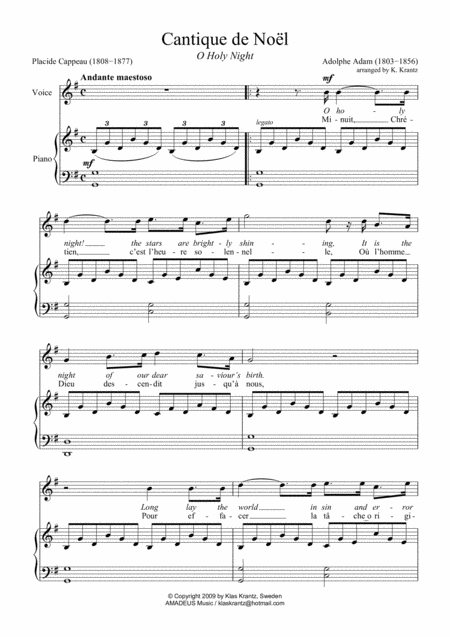 O Holy Night Cantique De Noel For Voice And Easy Piano G Major Page 2