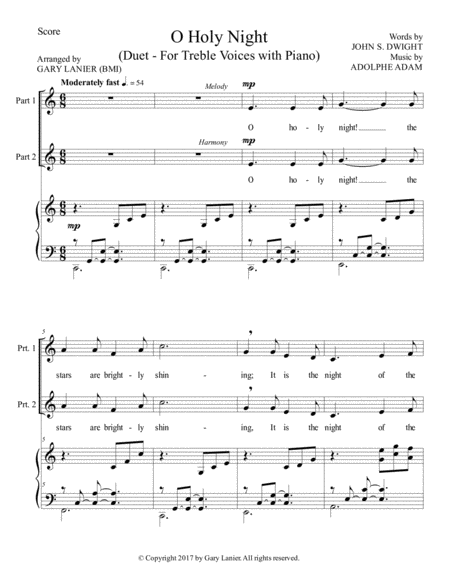 O Holy Night Duet For Treble Voices With Piano Score Treble Voices Part Included Page 2
