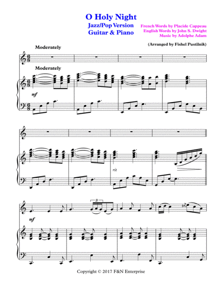 O Holy Night For Guitar And Piano Page 2