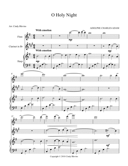 O Holy Night For Harp Flute And Clarinet Page 2