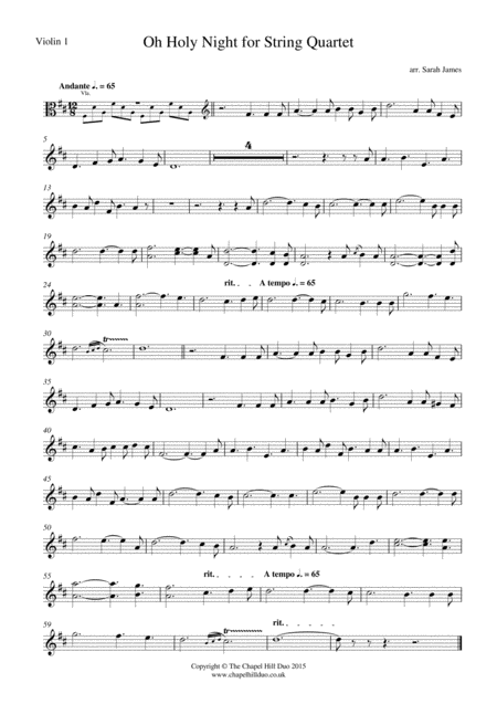 O Holy Night For String Quartet Full Length Arrangement By The Chapel Hill Duo Page 2