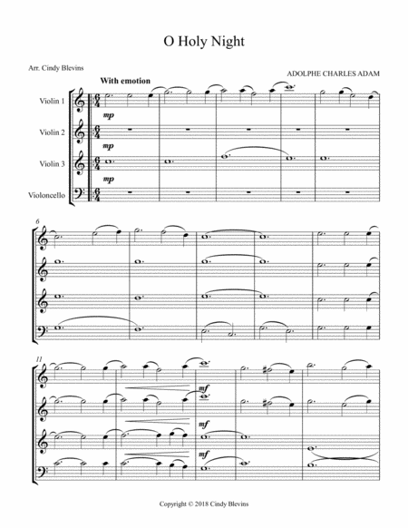 O Holy Night For Three Violins And Cello Page 2