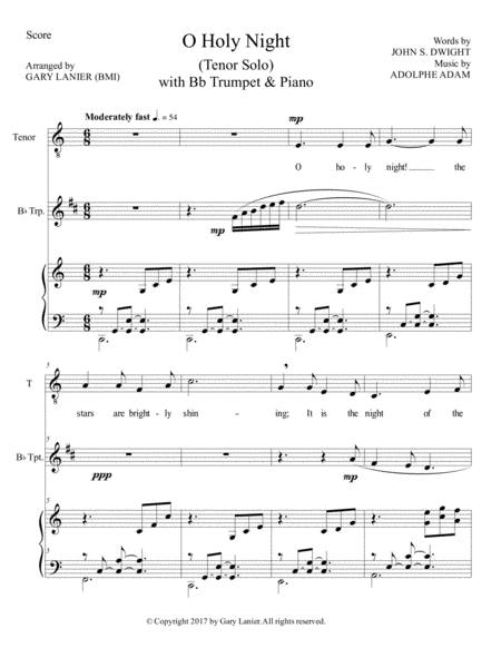 O Holy Night Tenor Solo With Bb Trumpet Piano Score Parts Included Page 2