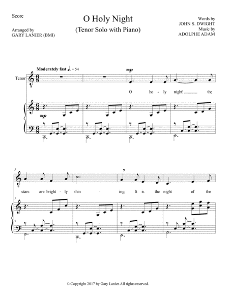 O Holy Night Tenor Solo With Piano Score Tenor Part Included Page 2