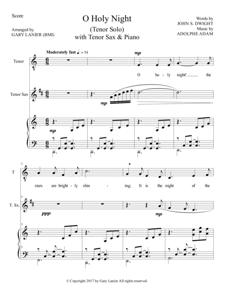 O Holy Night Tenor Solo With Tenor Sax Piano Score Parts Included Page 2