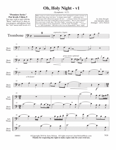 O Holy Night V1 Arrangements Level 3 5 For Trombone Written Acc Page 2