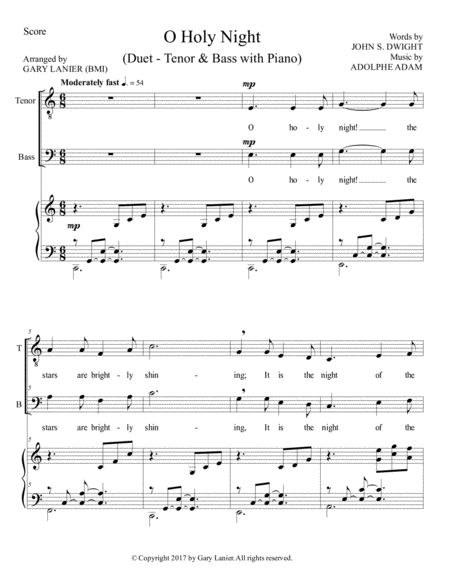 O Holy Night Vocal Duet Tenor Bass With Piano Score Tb Part Included Page 2