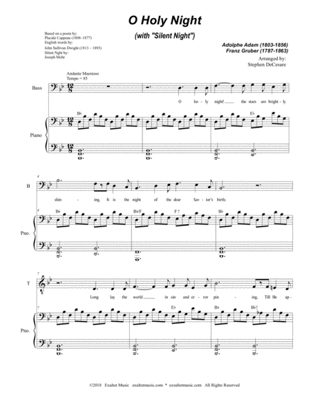 O Holy Night With Silent Night Duet For Tenor Bass Solo Page 2
