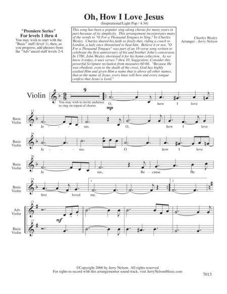 O How I Love Jesus Arrangements Level 1 4 For Violin Written Acc Hymns Page 2