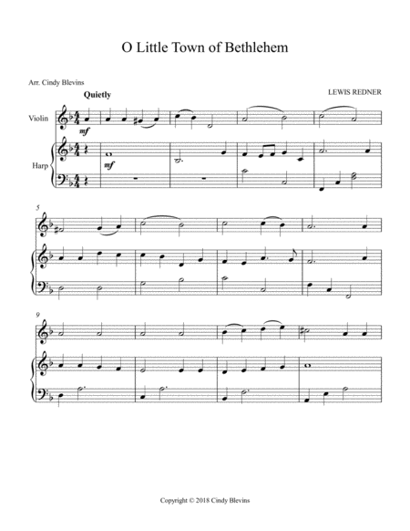 O Little Town Of Bethlehem Arranged For Harp And Violin Page 2