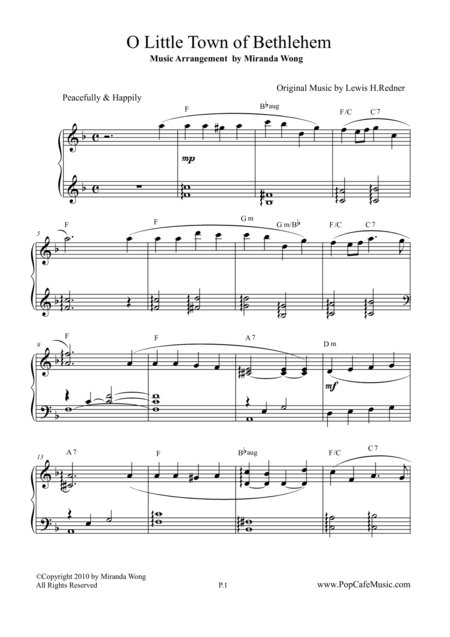 O Little Town Of Bethlehem Easy Piano Beautiful Version Page 2
