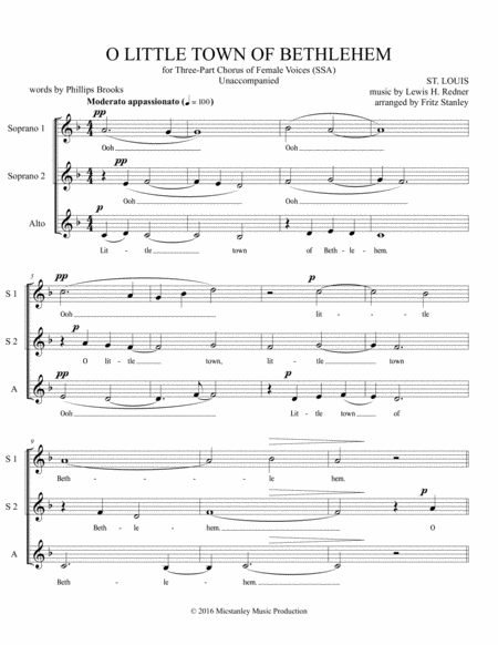 O Little Town Of Bethlehem Ssa A Cappella Page 2