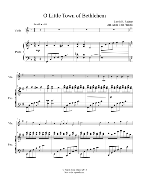 O Little Town Of Bethlehem Violin Solo Page 2