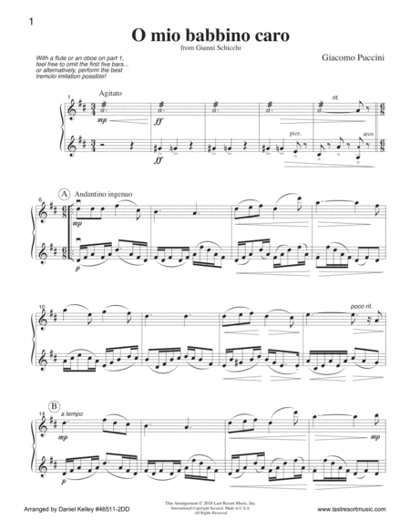 O Mio Babbino Carol From Gianni Schicchi For Two Violins Two Flutes Two Oboes Page 2