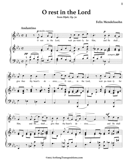 O Rest In The Lord Op 70 E Flat Major Page 2