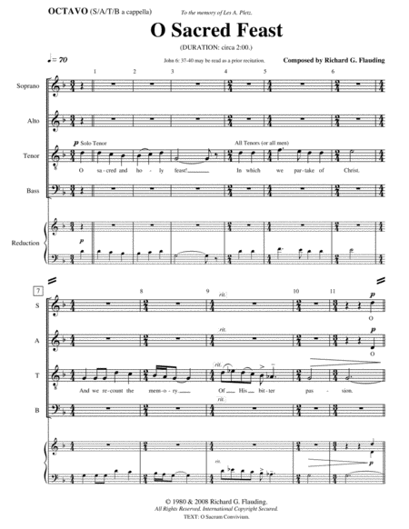 O Sacred Feast Choir Page 2