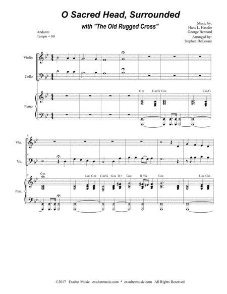 O Sacred Head Surrounded With The Old Rugged Cross Duet For Violin Cello Page 2