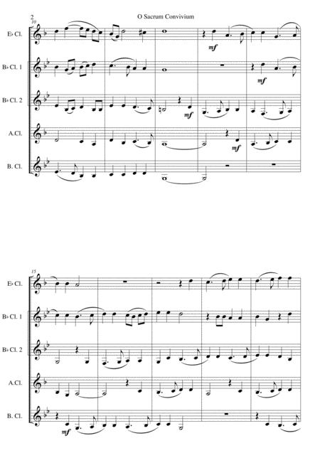 O Sacrum Convivium For Clarinet Quintet E Flat 2 B Flats Alto And Bass Page 2