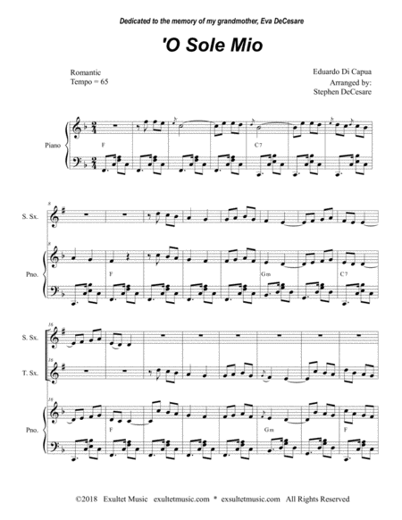 O Sole Mio Duet For Soprano And Tenor Saxophone Page 2