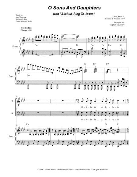 O Sons And Daughters With Alleluia Sing To Jesus Duet For Tenor Bass Solo Page 2