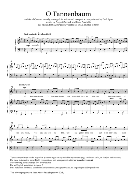 O Tannenbaum Arranged For Mixed Voices With Accompaniment Page 2