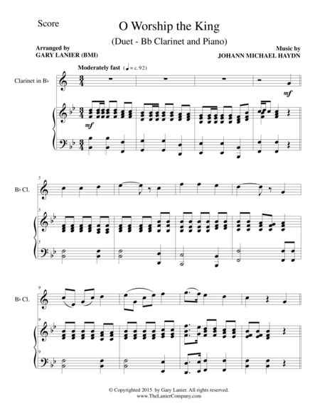 O Worship The King Duet Bb Clarinet And Piano Score And Parts Page 2