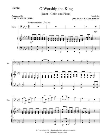 O Worship The King Duet Cello And Piano Score And Parts Page 2